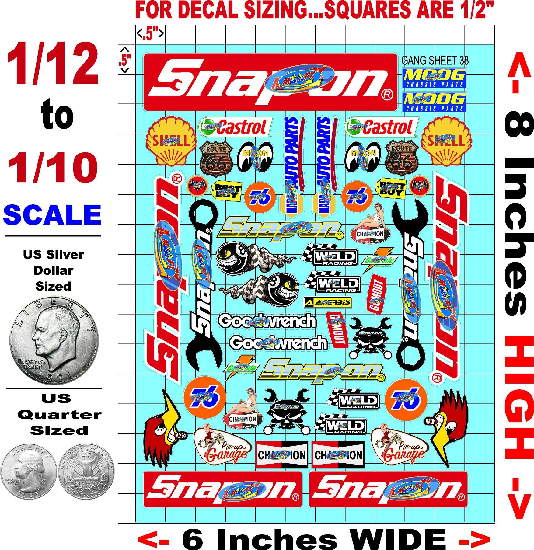 Clear Vinyl Sticker Sheet 38-R/C Model Decal-1/12-1/10th Scale DIE-Cut-Peel Radio Control | Slot Cars | U/V Printed