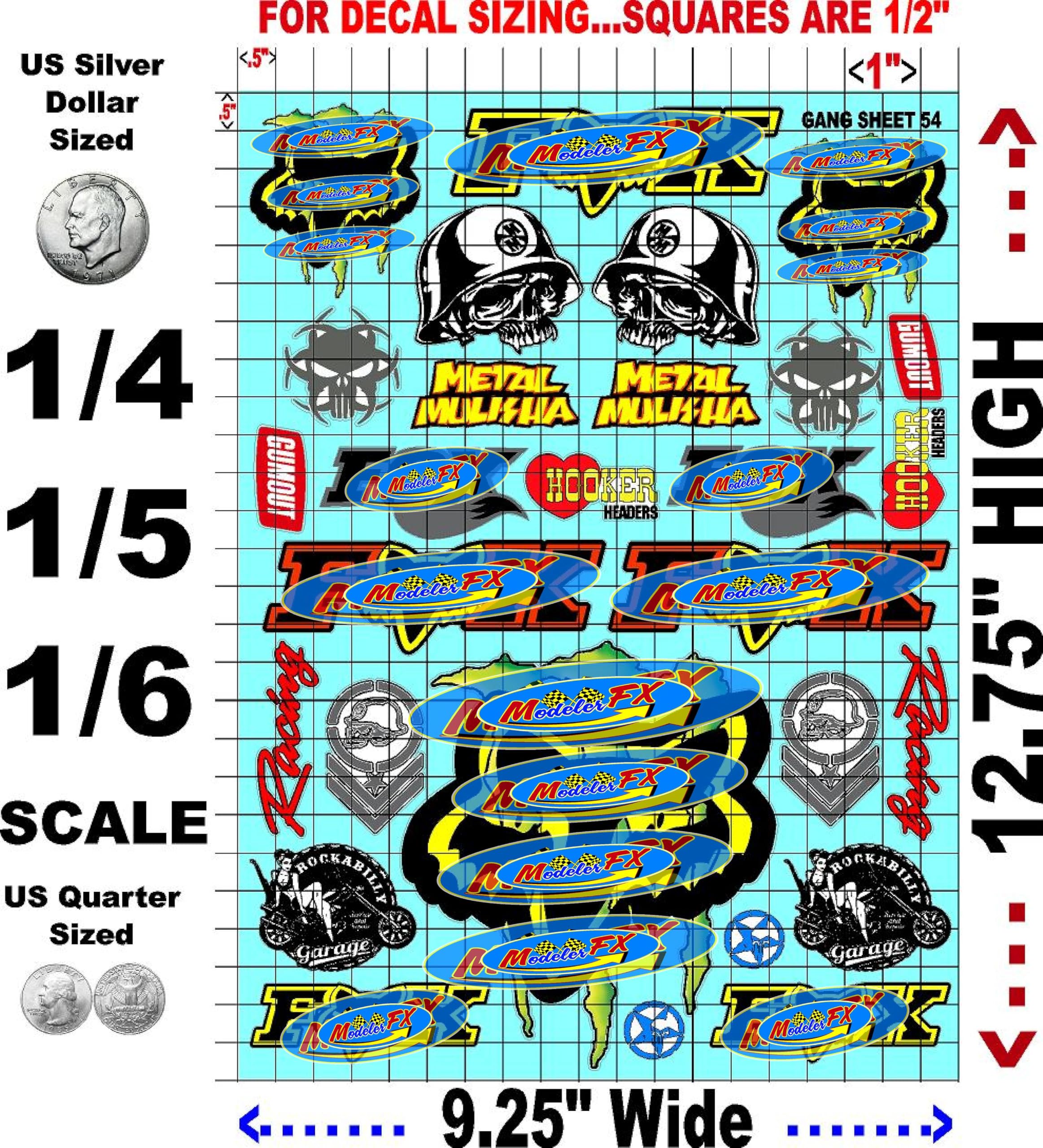 Clear Vinyl R/C Racing Sponsor Sticker Gang Sheet 54-1/4-1/5 � 1/6th Scale Model Decal Sticker Sheet Radio Control Lexan Body � Die-Cut to Shape - Peel & Stick � Water Slide - Wicked - Dirtbike