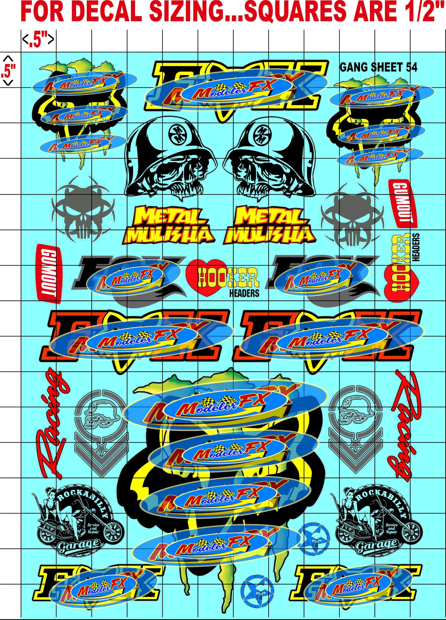 Clear Vinyl Sticker Variety Sheet 54a Variety - 1/12 to 1/10th Scale R/C Model Decal Sticker Sheet Radio Control Lexan Body