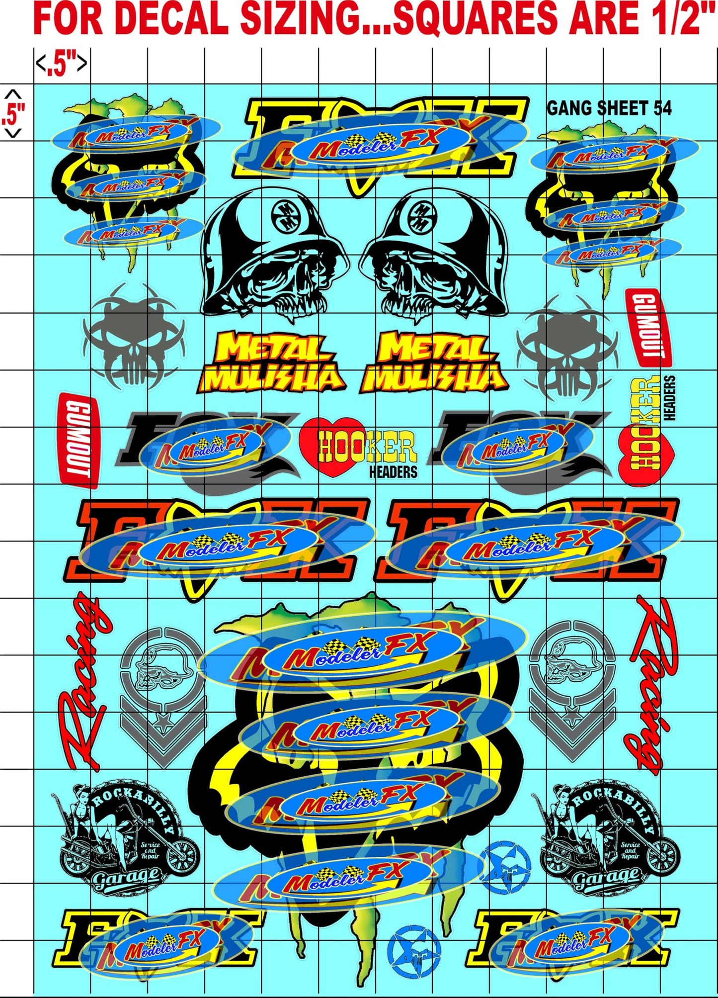White Vinyl Sticker Sheet 54a Variety - 1/12 to 1/10th Scale R/C Model Decal Sticker Sheet Radio Control Lexan Body