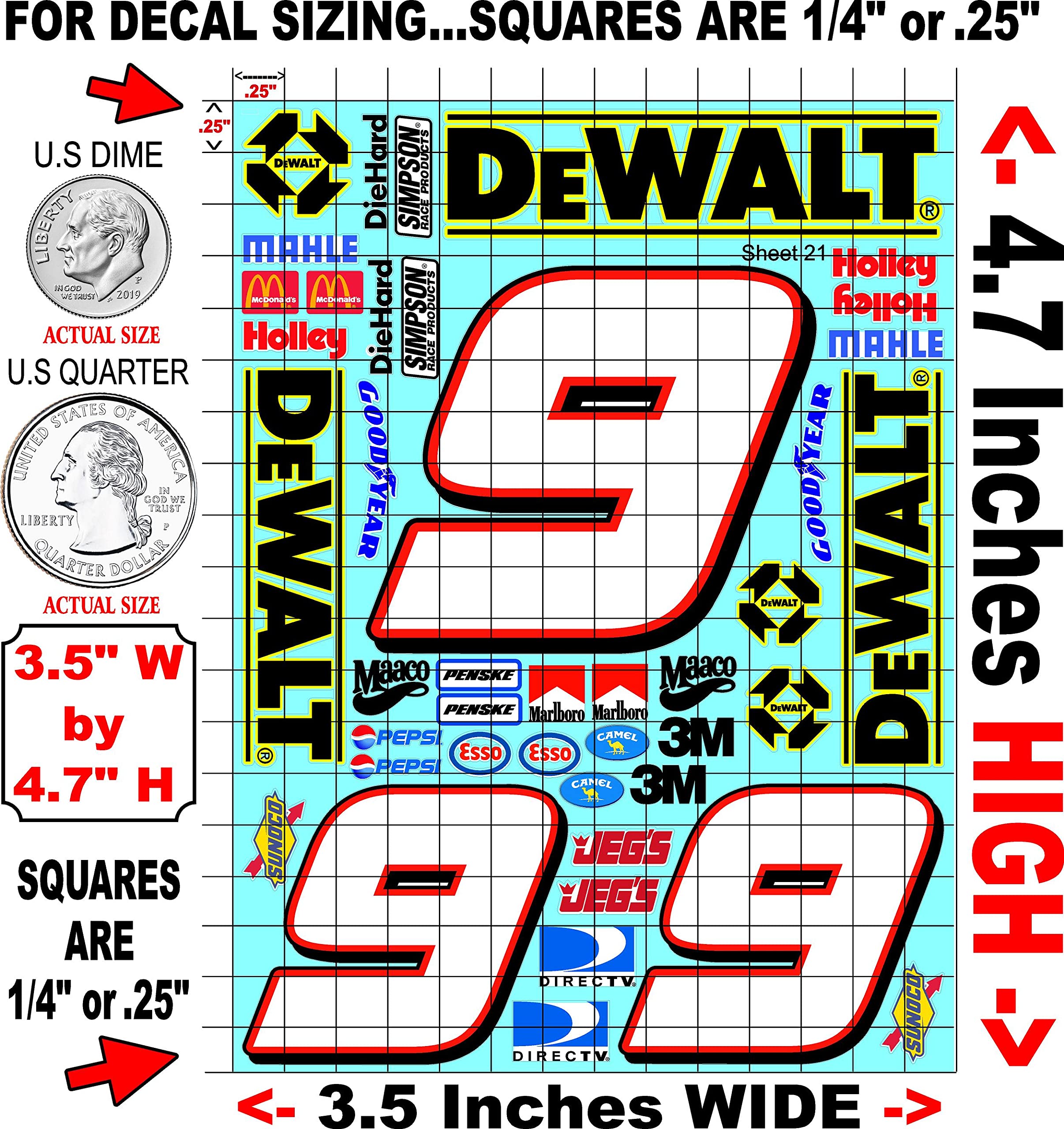 Clear Vinyl R/C Racing Sponsor Sticker Gang Sheet 2-1/24 � 1/16th Scale Model Decal Sticker Sheet Radio Control Lexan Body � Die-Cut to Shape - Peel & Stick � Water Slide