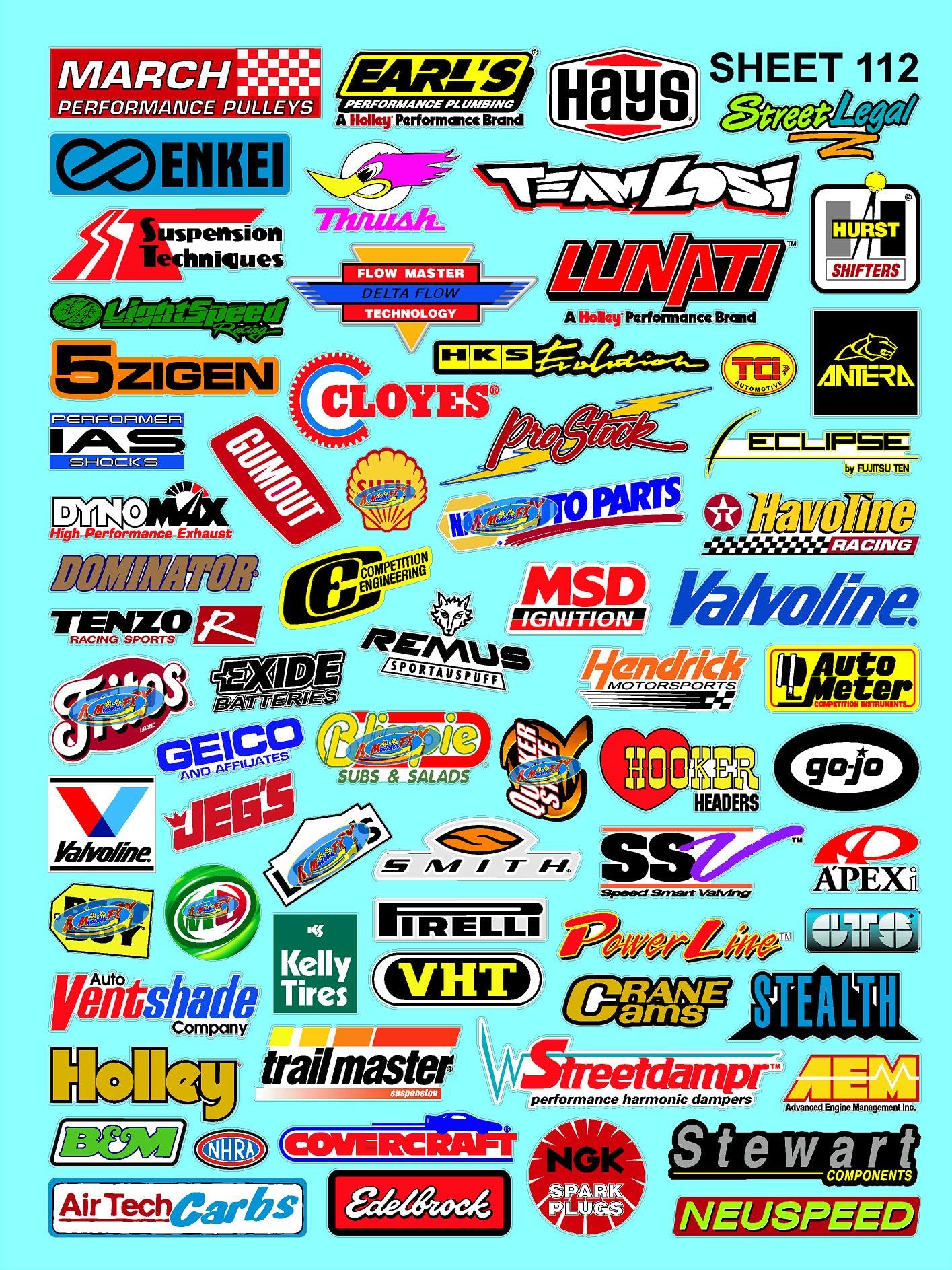 Clear Matte Sheet Clear 112 Vinyl R/C Racing Sponsor Sticker Gang Sheet-1/4-1/5-1/6th Scale Decal Sticker Radio Control Lexan Body�Die-Cut to Shape-Peel & Stick�Water Slide
