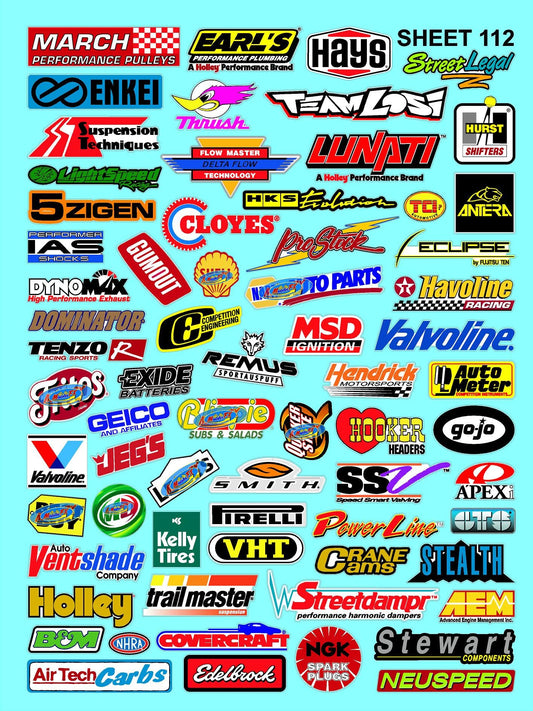 Clear Matte Sheet Clear 112 Vinyl R/C Racing Sponsor Sticker Gang Sheet-1/4-1/5-1/6th Scale Decal Sticker Radio Control Lexan Body�Die-Cut to Shape-Peel & Stick�Water Slide