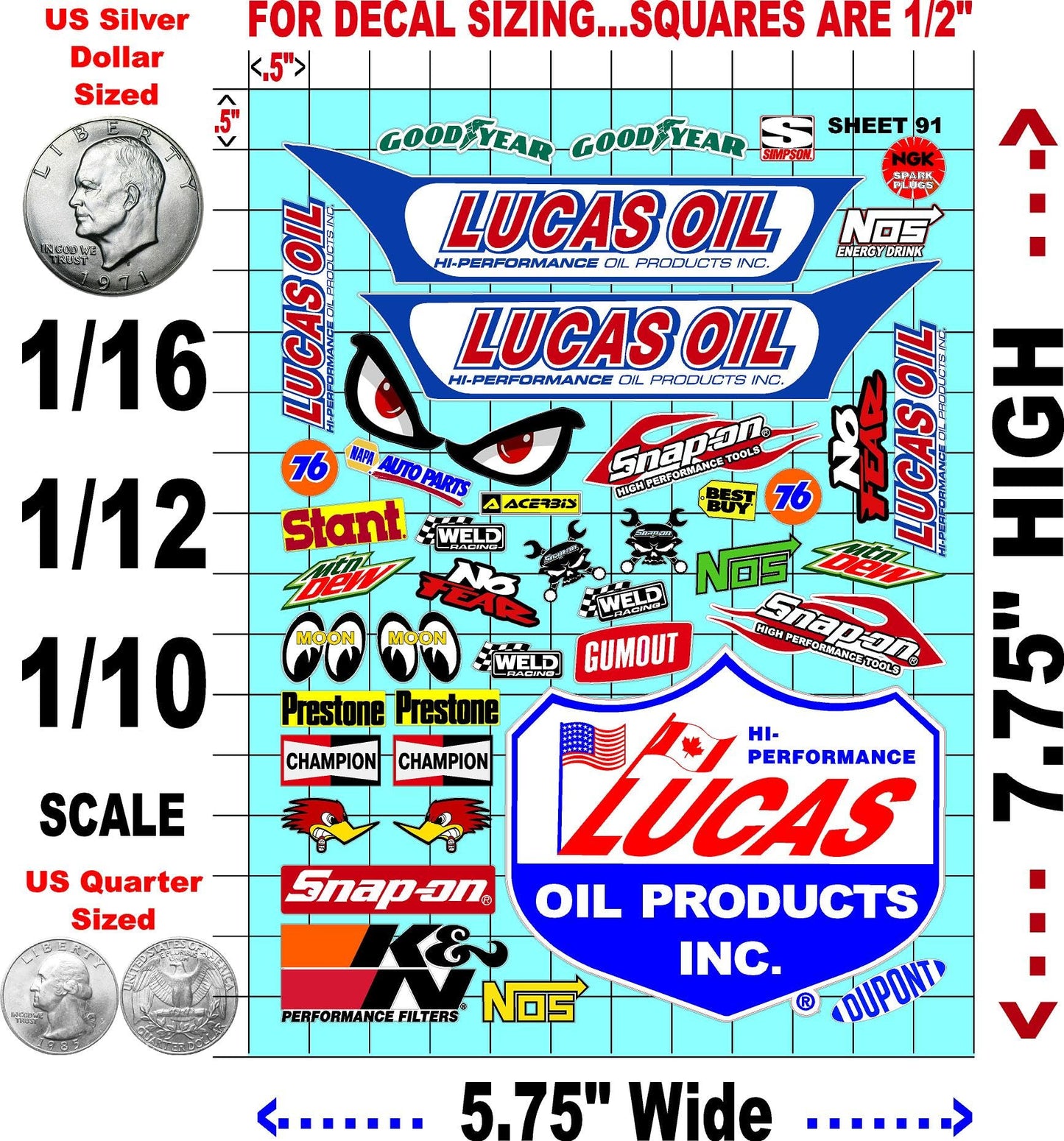 Racing Sponsor Lexan Body Car Racing - Sticker Gang Sheet 91 - White Vinyl 1/12 to 1/10 Scale White Vinyl R/C Model Decal Sticker Sheet Radio Control Lexan Body Decoration