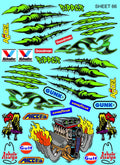 Clear Sheet 66 Vinyl R/C Racing Sponsor Sticker Gang Sheet Wrench -1/4-1/5 � 1/6th Scale Model Decal Sticker Sheet Radio Control Lexan Body � Die-Cut to Shape - Peel & Stick � Water Slide - Car