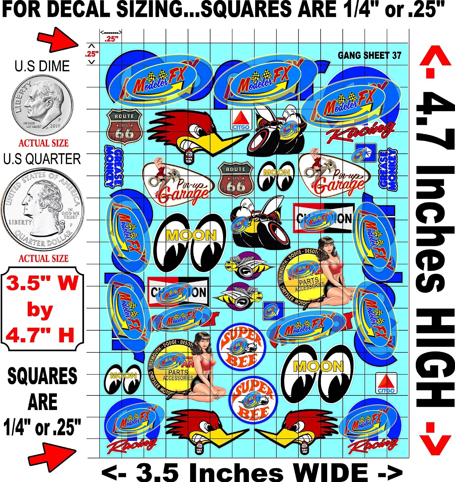 White Vinyl R/C Racing Sponsor Sticker Gang Sheet 37-1/24-1/16th Scale Model Decal Sticker Sheet Radio Control Lexan Body - Decorate Your R/c Cars, Boats, Trucks Scale Model - Peel & Stick