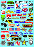 White Vinyl Sheet 71 R/C Racing Sponsor Sticker Gang Sheet Wrench -1/4-1/5 � 1/6th Scale Model Decal Sticker Sheet Radio Control Lexan Body � Die-Cut to Shape - Peel & Stick � Water Slide - Car