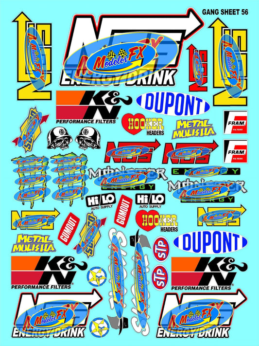 Clear Vinyl R/C Racing Sponsor Sticker Gang Sheet 56-1/8th � 1/10th Scale Model Decal Sticker Sheet R/C Lexan Body - Decorate Your R/c Cars, Boats, Truck Model � Die-Cut to Shape - Peel & Stick