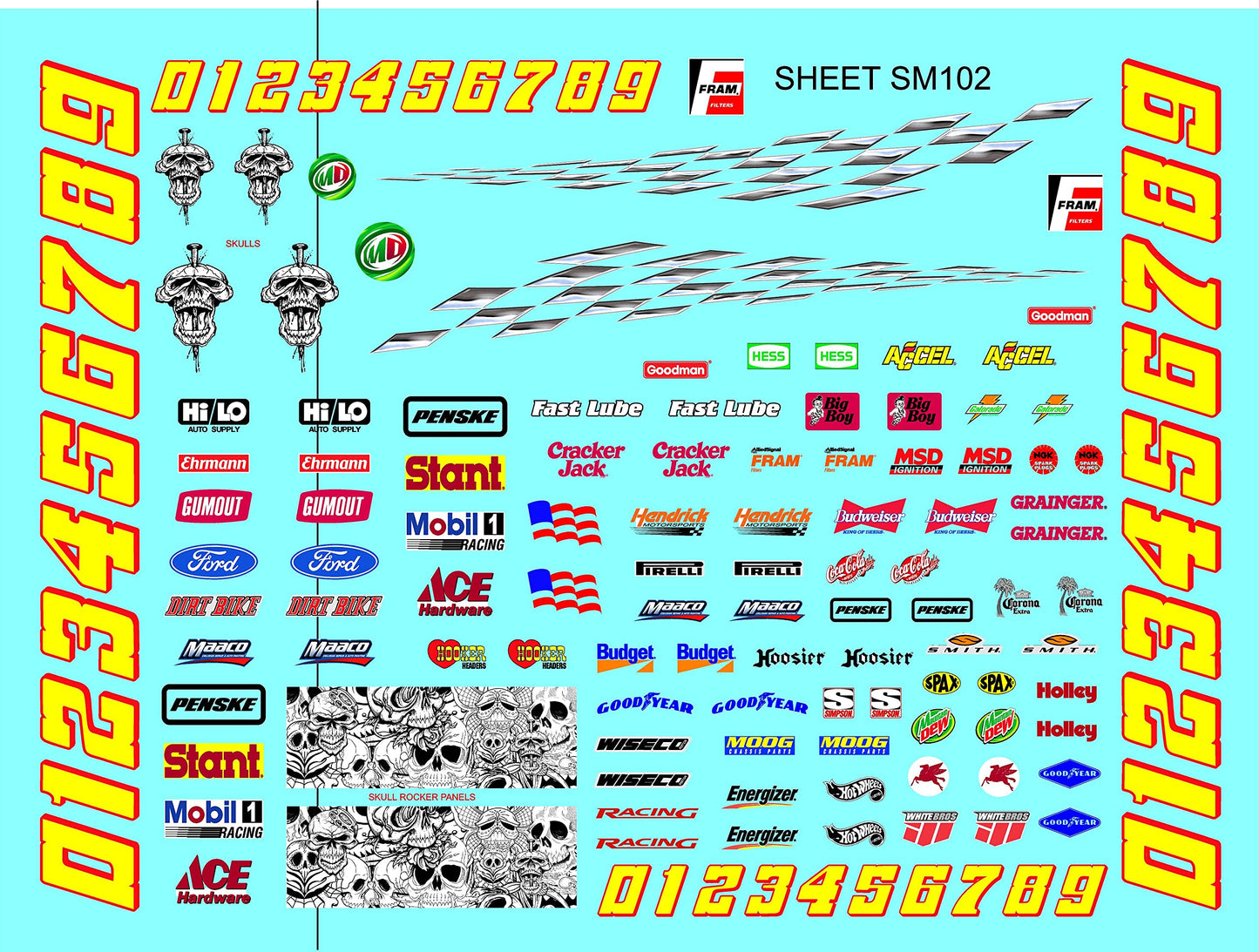 Clear Vinyl Sticker Sheet SM102-R/C Model Decal-1/18th - 1/12th-1/10th Scale DIE-Cut-Peel Radio Control | Slot Cars l Lexan