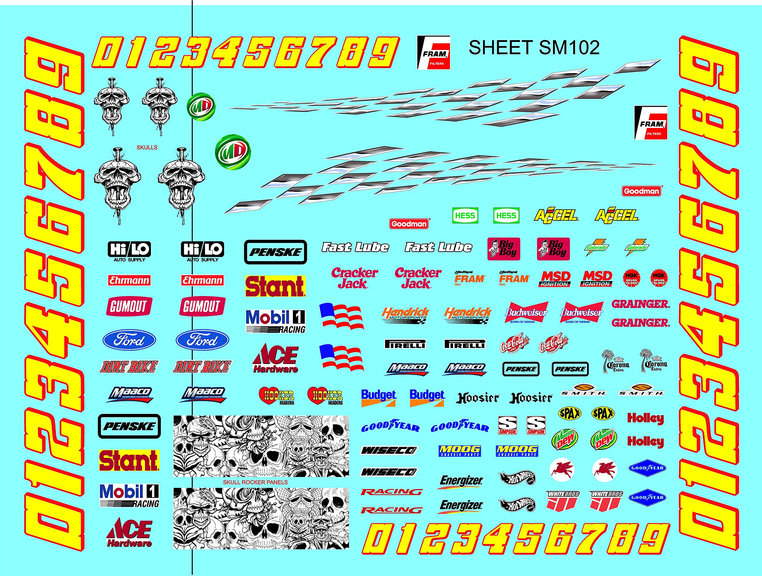 Clear Vinyl Sticker Sheet SM102-R/C Model Decal-1/18th - 1/12th-1/10th Scale DIE-Cut-Peel Radio Control | Slot Cars l Lexan