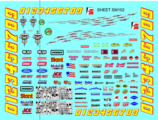 Clear Vinyl Sticker Sheet SM102-R/C Model Decal-1/18th - 1/12th-1/10th Scale DIE-Cut-Peel Radio Control | Slot Cars l Lexan
