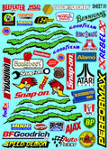 Racing Sponsor Lexan Body Car Racing - Sticker Gang Sheet 81 - White Vinyl 1/12 to 1/10 Scale White Vinyl R/C Model Decal Sticker Sheet Radio Control Lexan Body Decoration