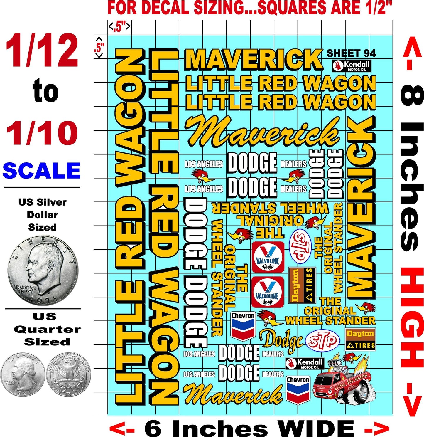 Racing Sponsor Sticker Gang Sheet 94-1/16-1/12-1/10th Scale White Vinyl R/C Model Decal Sticker Sheet Radio Control Lexan Body - Decorate Your R/c Cars, Boats, Trucks Other Scale Model Kit.