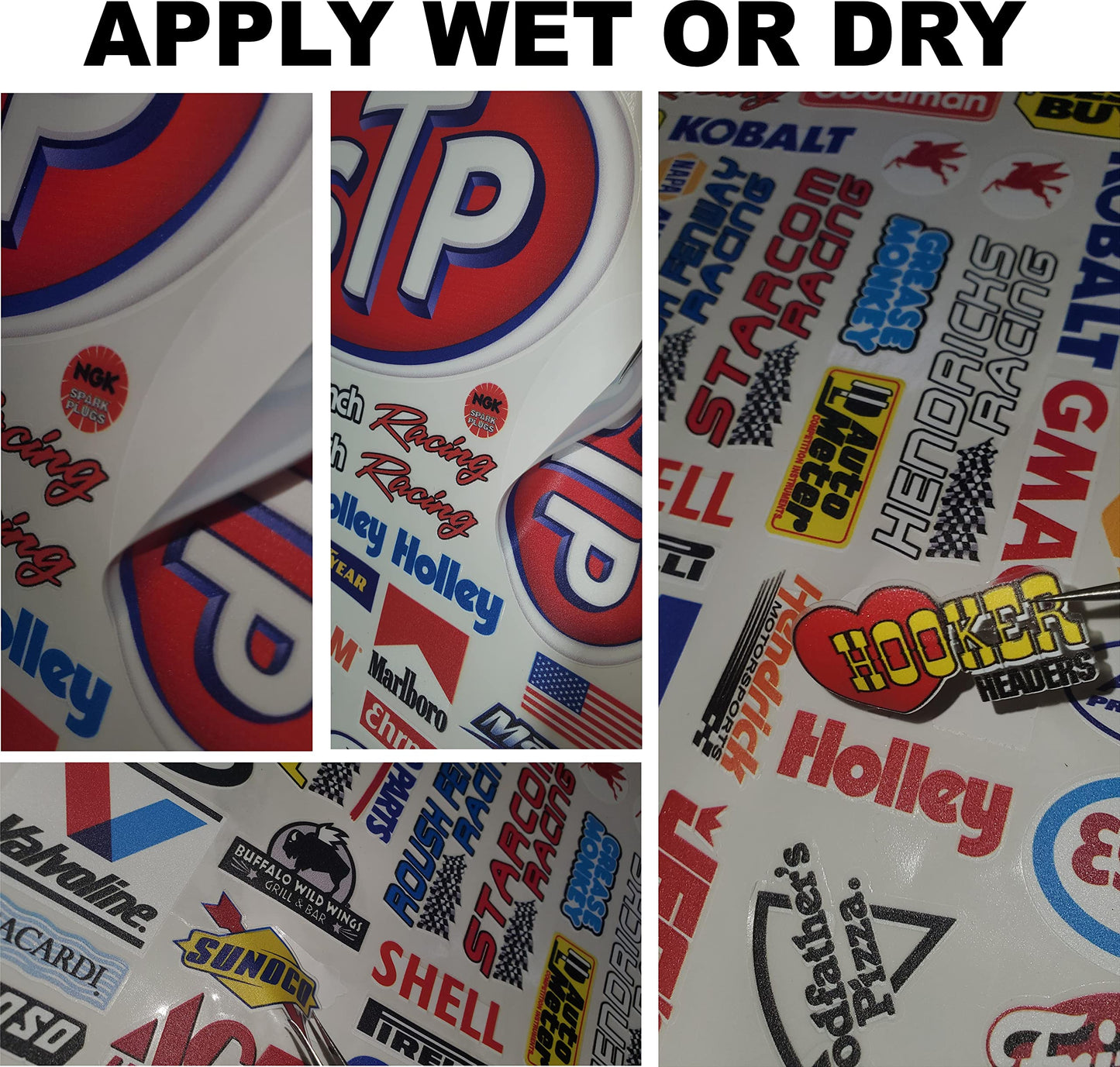 White Vinyl Sticker Variety Sheet 91-1/10th - 1/8th Scale Large 6.8" x 9.2"h Vinyl R/C Model Decal Sticker Sheet Radio Control Lexan Body