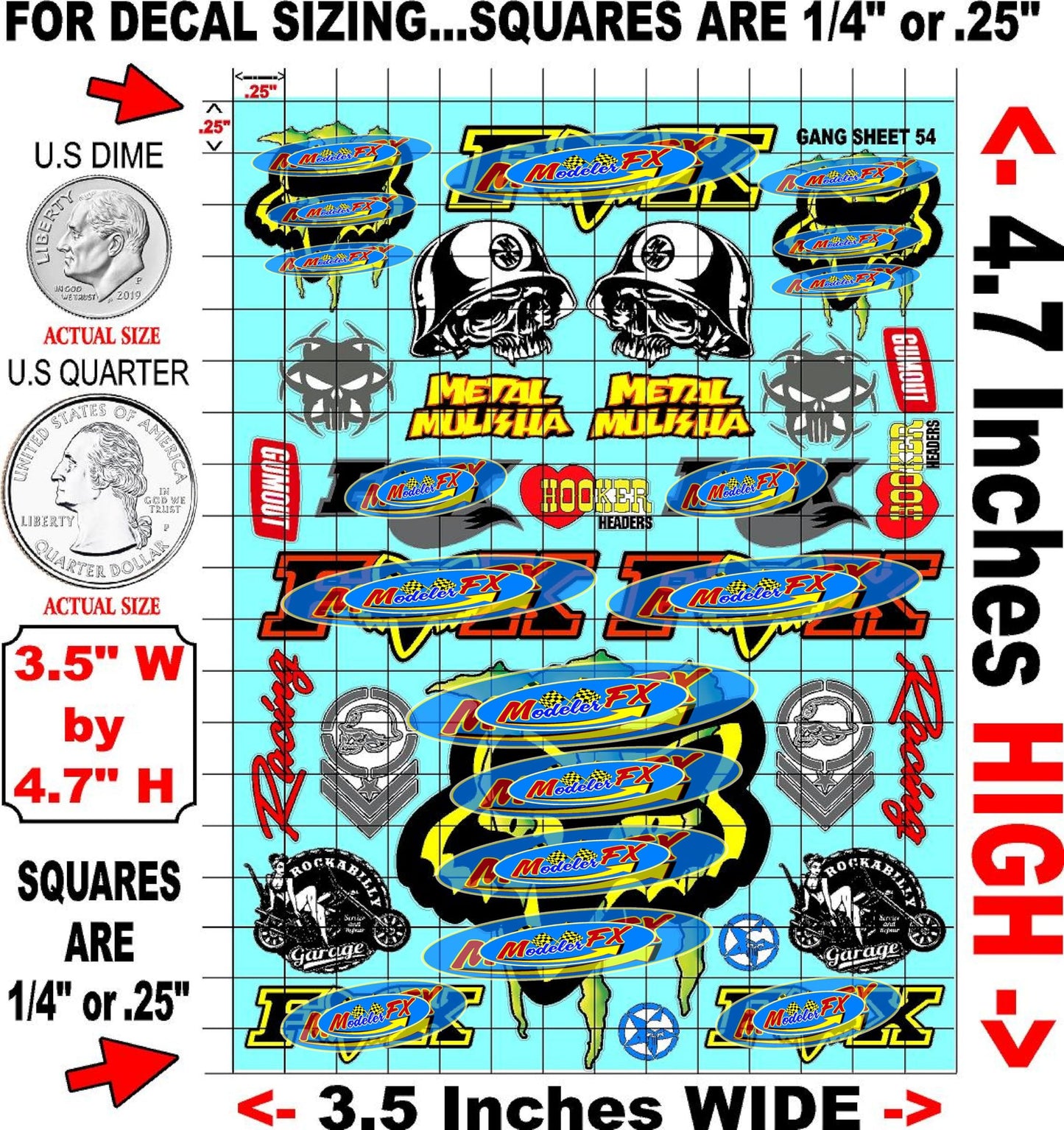 Clear Vinyl R/C Racing Sponsor Sticker Gang Sheet 54-1/24 � 1/16th Scale Model Decal Sticker Sheet Radio Control Lexan Body � Die-Cut to Shape - Peel & Stick � Water Slide