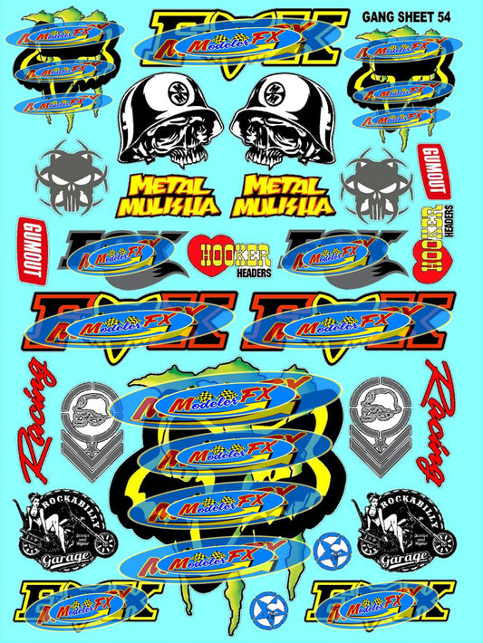 White Vinyl Sticker Sheet 54a Variety - 1/12 to 1/10th Scale R/C Model Decal Sticker Sheet Radio Control Lexan Body
