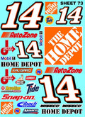 Racing Sponsor Lexan Body Car Racing - Sticker Gang Sheet 73 - White Vinyl 1/12 to 1/10 Scale White Vinyl R/C Model Decal Sticker Sheet Radio Control Lexan Body Decoration