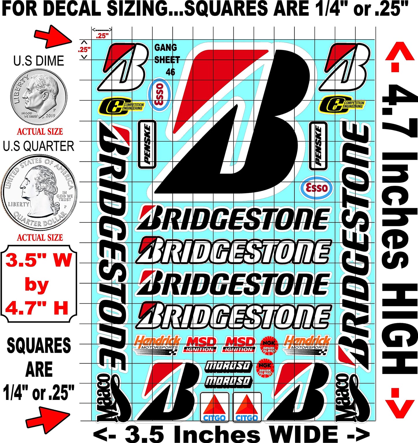 White Vinyl R/C Racing Sponsor Sticker Gang Sheet 46-1/24-1/16th Scale Model Decal Sticker Sheet Radio Control Lexan Body - Decorate Your R/c Cars, Boats, Trucks Scale Model � Die-Cut to Shape