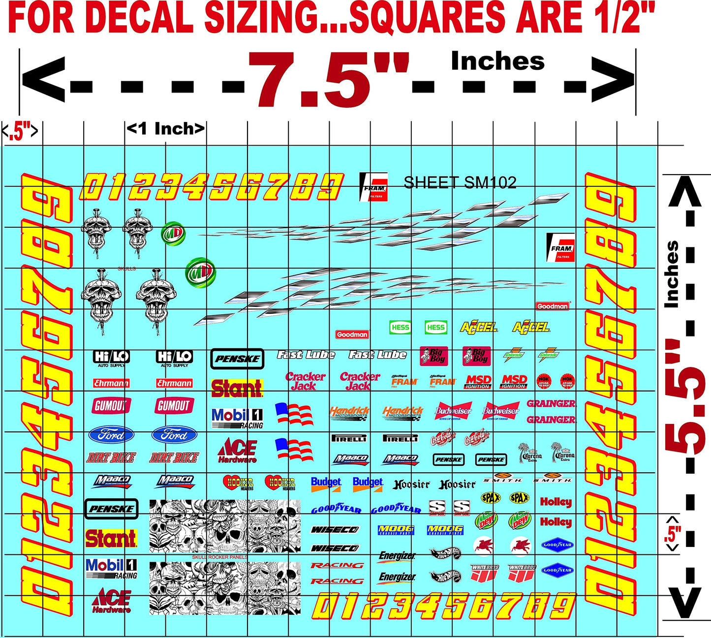 Clear Vinyl Sticker Sheet SM102-R/C Model Decal-1/18th - 1/12th-1/10th Scale DIE-Cut-Peel Radio Control | Slot Cars l Lexan