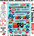 Clear Vinyl R/C Racing Sponsor Sticker Gang Sheet 55-1/24 � 1/16th Scale Model Decal Sticker Sheet Radio Control Lexan Body � Die-Cut to Shape - Peel & Stick � Water Slide