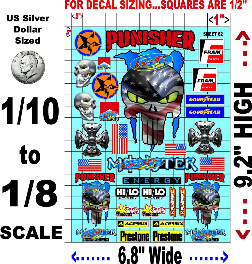 Clear Vinyl R/C Racing Sponsor Sticker Gang Sheet 62-1/8th � 1/10th Scale Model Decal Sticker Sheet R/C Lexan Body - Decorate Your R/c Cars, Boats, Truck Model � Die-Cut to Shape - Peel & Stick