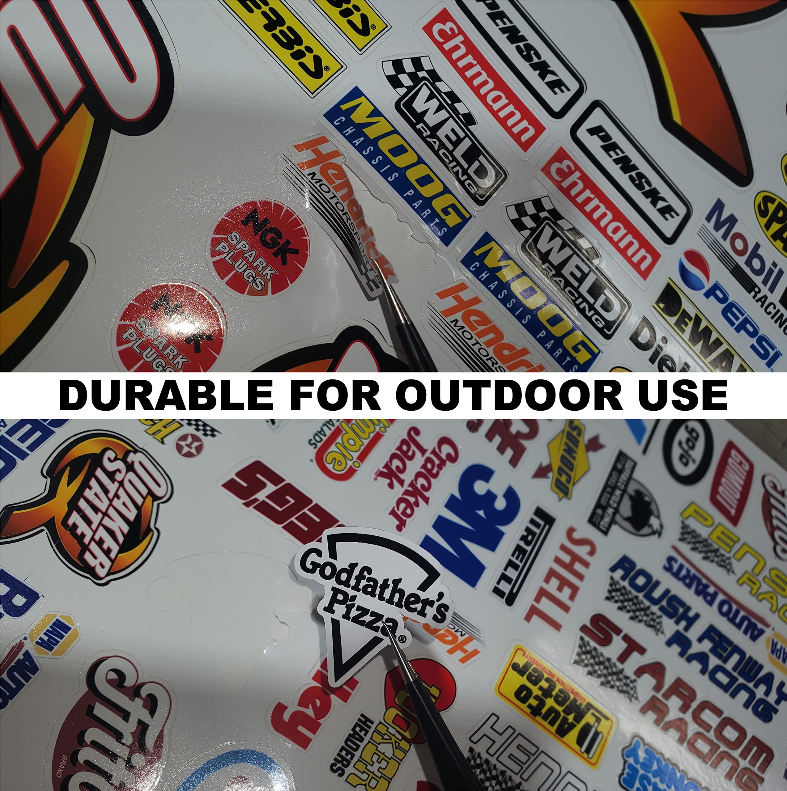 White Vinyl Sheet 78 R/C Racing Sponsor Sticker Gang Sheet Wrench -1/4-1/5 � 1/6th Scale Model Decal Sticker Sheet Radio Control Lexan Body � Die-Cut to Shape - Peel & Stick � Water Slide - Car