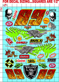 White Vinyl Sticker Variety Sheet 80-1/12 to 1/10th Scale R/C Model Decal Sticker Sheet Radio Control Lexan Body