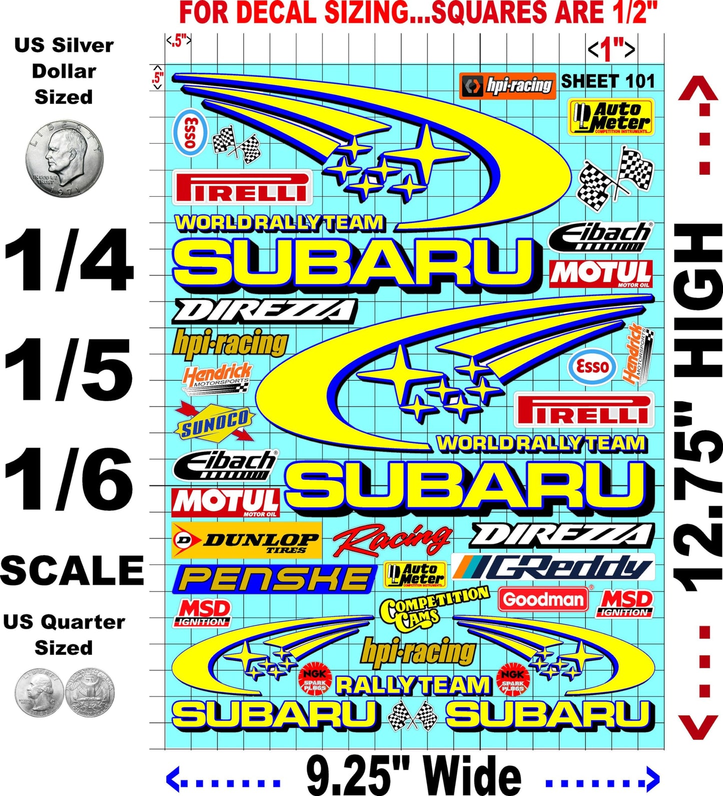 Generic Clear Vinyl R/C Sheet 101 Racing Sponsor Sticker Gang Sheet Orange Pen -1/4-1/5 � 1/6th Scale Model Decal Sticker Sheet Radio Control Lexan Body �Die-Cut to Shape - Peel & Stick -Cars