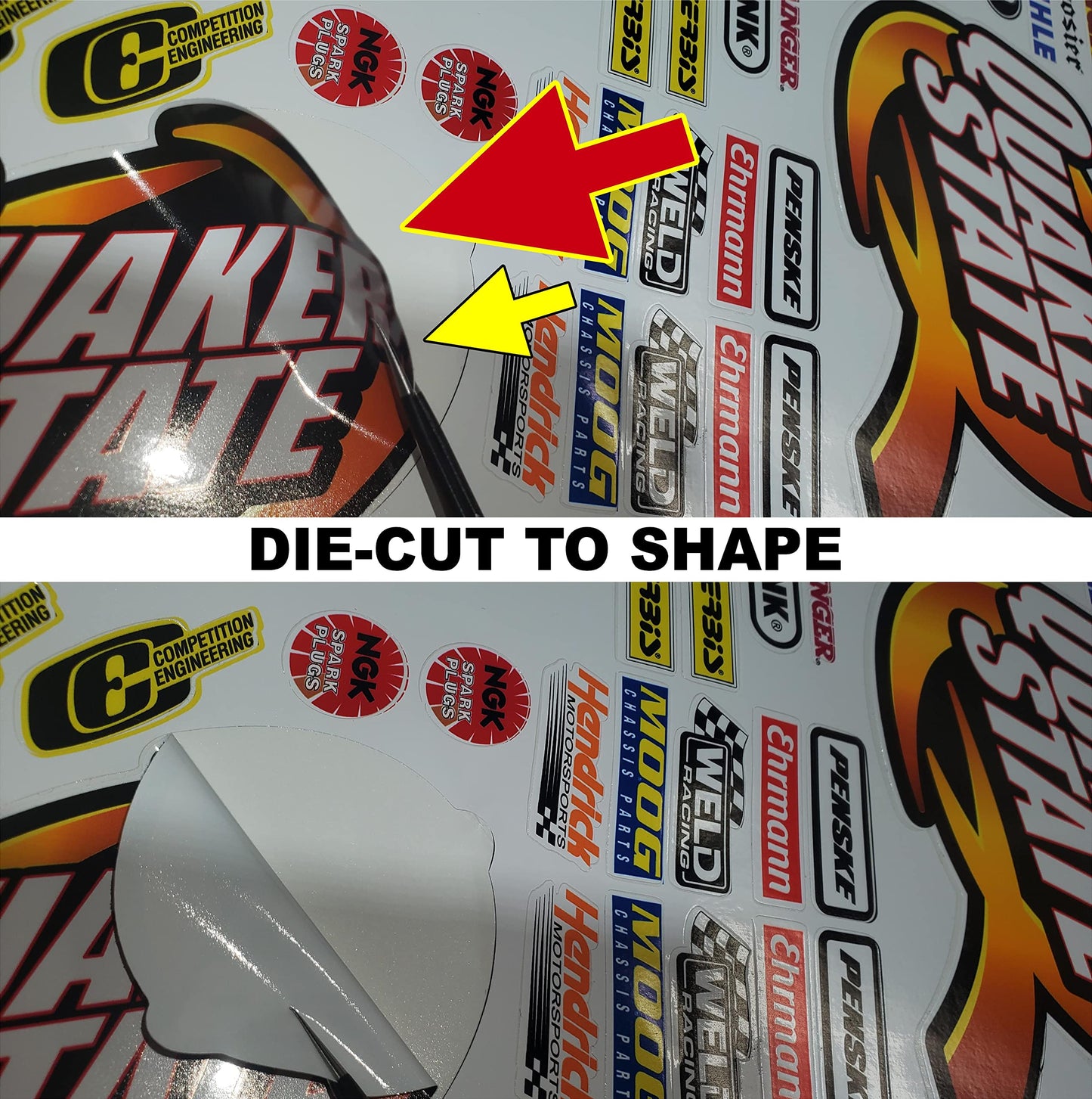 White Vinyl Sticker Variety Sheet 67-1/10th - 1/8th Scale Large 6.8" x 9.2"h Vinyl R/C Model Decal Sticker Sheet Radio Control Lexan Body