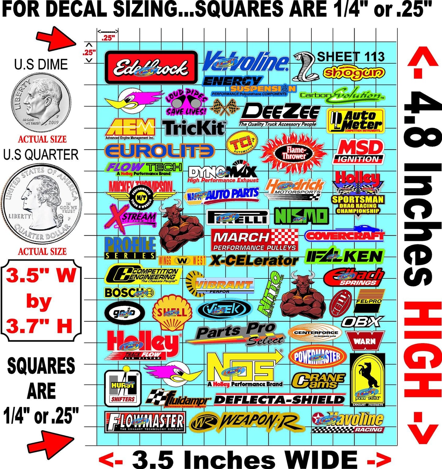 Clear Matte Vinyl Sheet 113 Variety R/C Racing Sponsor Sticker Gang Sheet -1/24 � 1/16th Scale Model Decal Sticker Sheet Radio Control Lexan Body � Die-Cut to Shape - Peel & Stick � Water Slide