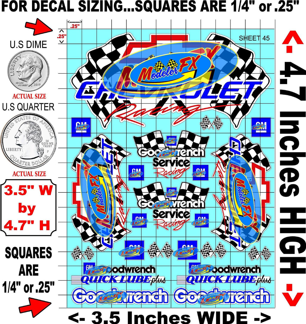 Clear Vinyl R/C Racing Sponsor Sticker Gang Sheet 45 1/24 � 1/16th Scale Model Decal Sticker Sheet Radio Control Lexan Body � Die-Cut to Shape - Peel & Stick � Water Slide