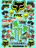Clear Vinyl R/C Racing Sponsor Sticker Gang Sheet 53-1/4-1/5 � 1/6th Scale Model Decal Sticker Sheet Radio Control Lexan Body � Die-Cut to Shape - Peel & Stick � Water Slide - Fox- Gifts