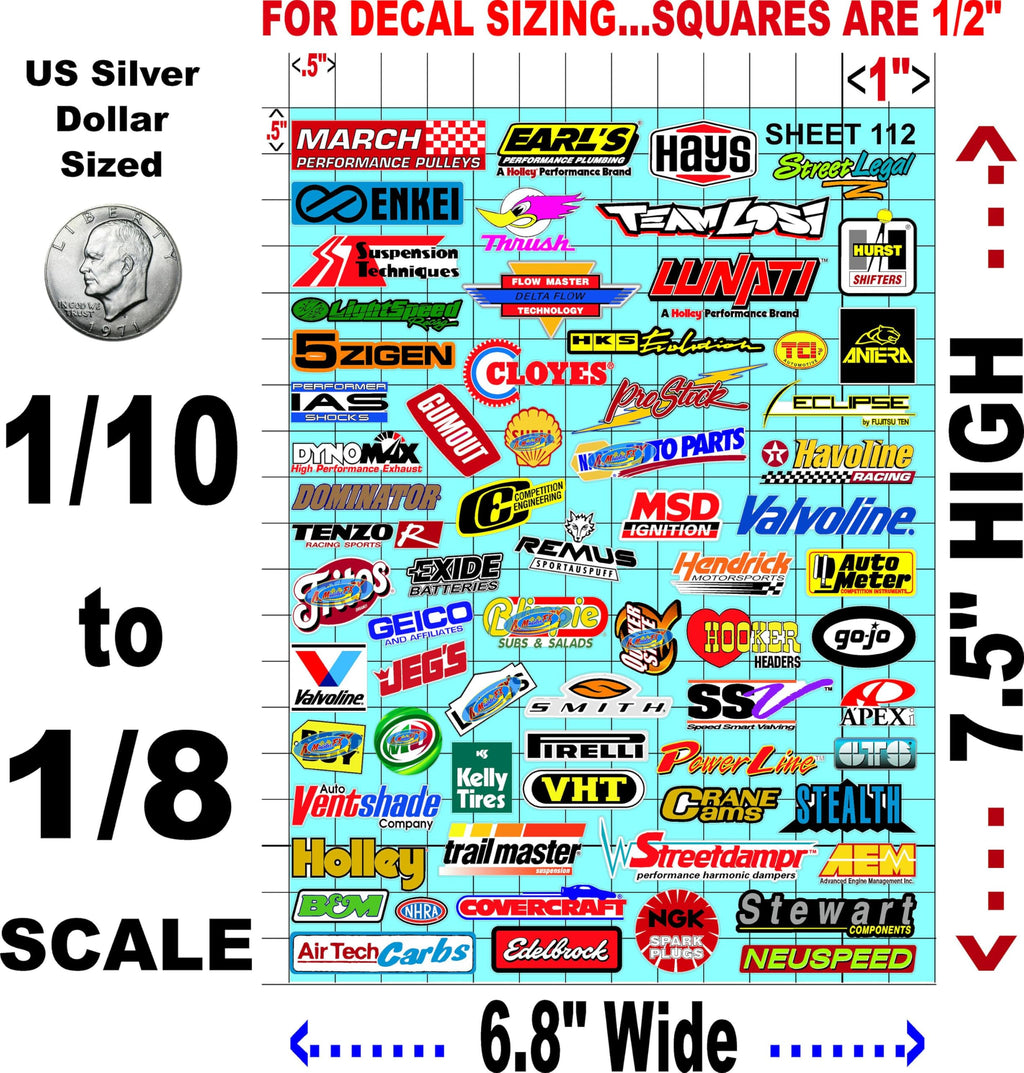 Clear Matte Vinyl Sticker Sheet 112-1/10th - 1/8th Scale Large 6.8" x 9.2"h for Cars, Trucks, Boats Anywhere You can Imagine - Easy to Apply - R/C Model Decal Radio Control Lexan Body