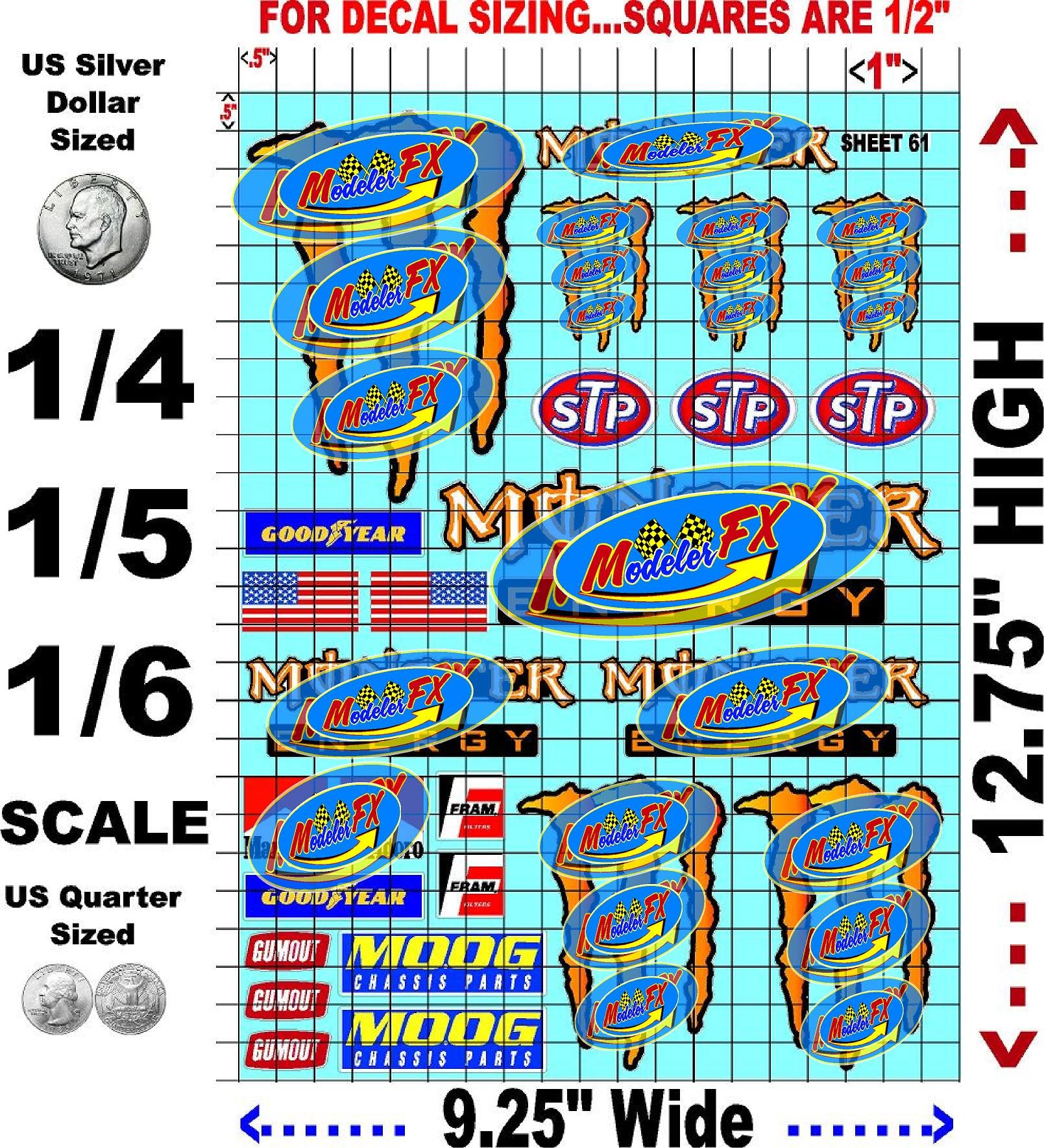 Racing Sponsor Sticker Gang Large Sheet 61-1/4-1/5-1/6th Scale White Vinyl R/C Model Decal Sticker Sheet Radio Control Lexan Body - Decorate Your R/c Cars, Boats, Trucks Other Scale Model Kit.