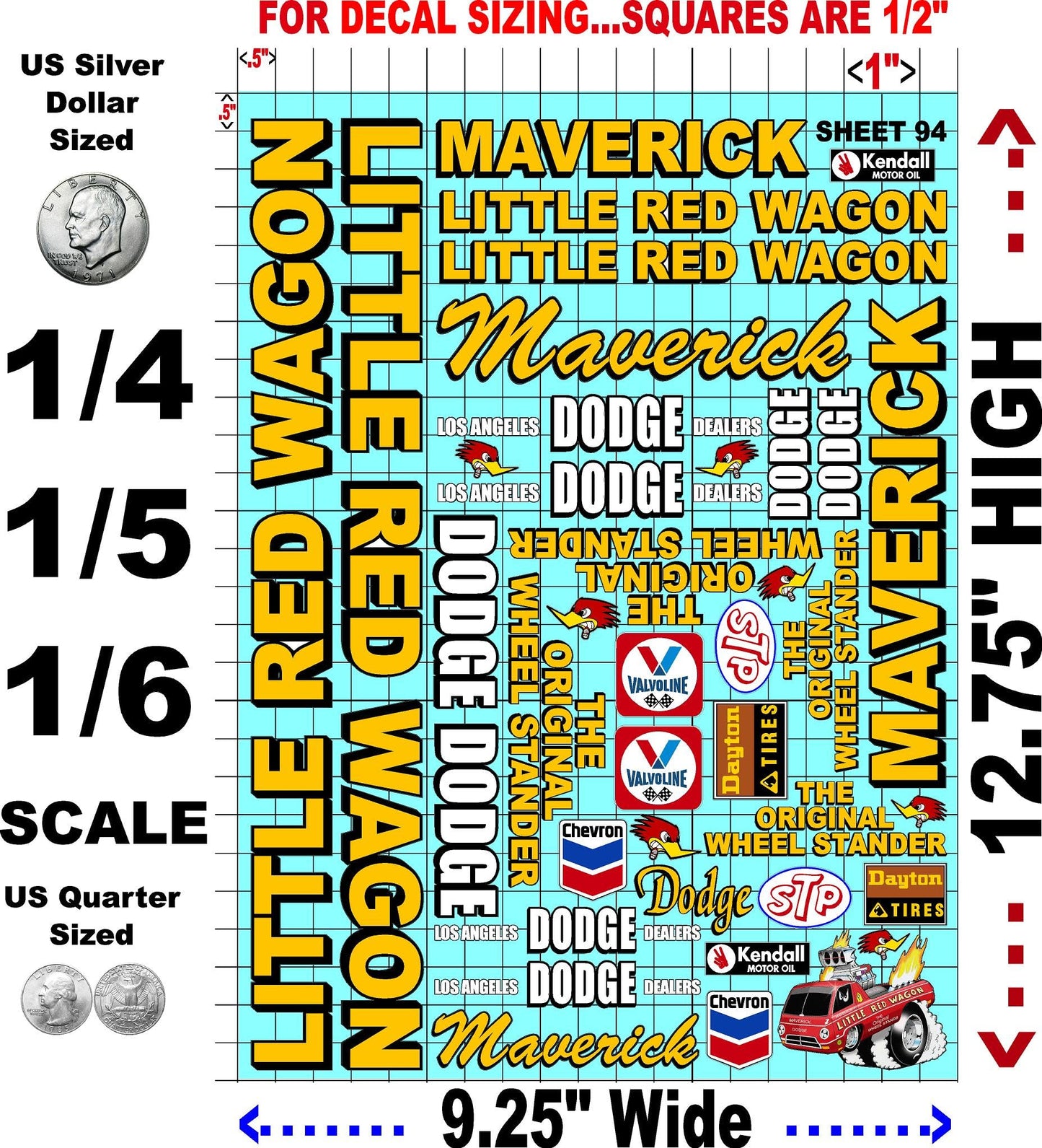 Clear Vinyl R/C Sheet 94 Racing Sponsor Sticker Gang Sheet Orange Pen -1/4-1/5 � 1/6th Scale Model Decal Sticker Sheet Radio Control Lexan Body �Die-Cut to Shape - Peel & Stick -Cars