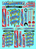 White Vinyl R/C Racing Sponsor Sticker Gang Sheet 49-1/4-1/5 � 1/6th Scale Model Decal Sticker Sheet Radio Control Lexan Body � Die-Cut to Shape - Peel & Stick � Water Slide - Vintage