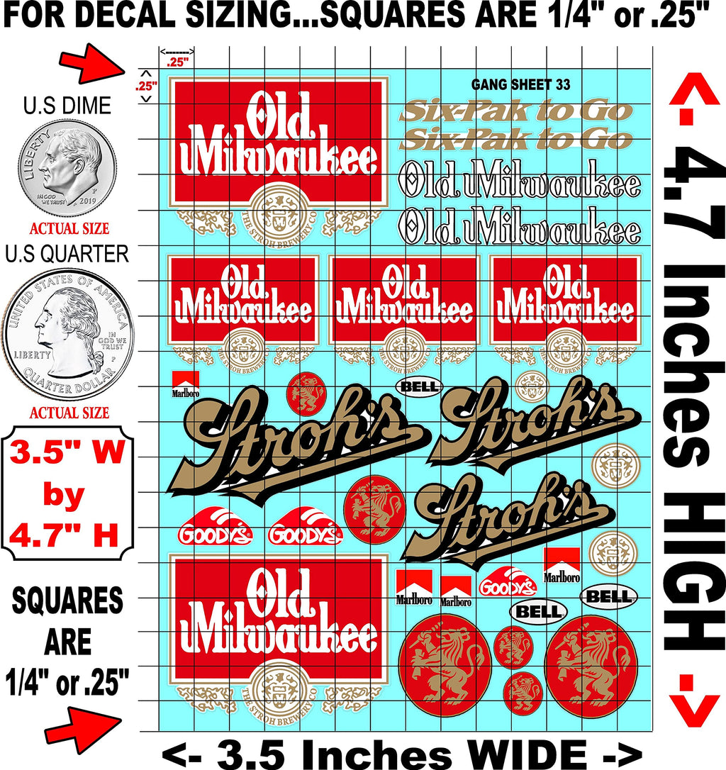 White Vinyl R/C Racing Sponsor Sticker Gang Sheet 33-1/24-1/16th Scale Model Decal Sticker Sheet Radio Control Lexan Body - Decorate Your R/c Cars, Boats, Trucks Scale Model - Peel & Stick