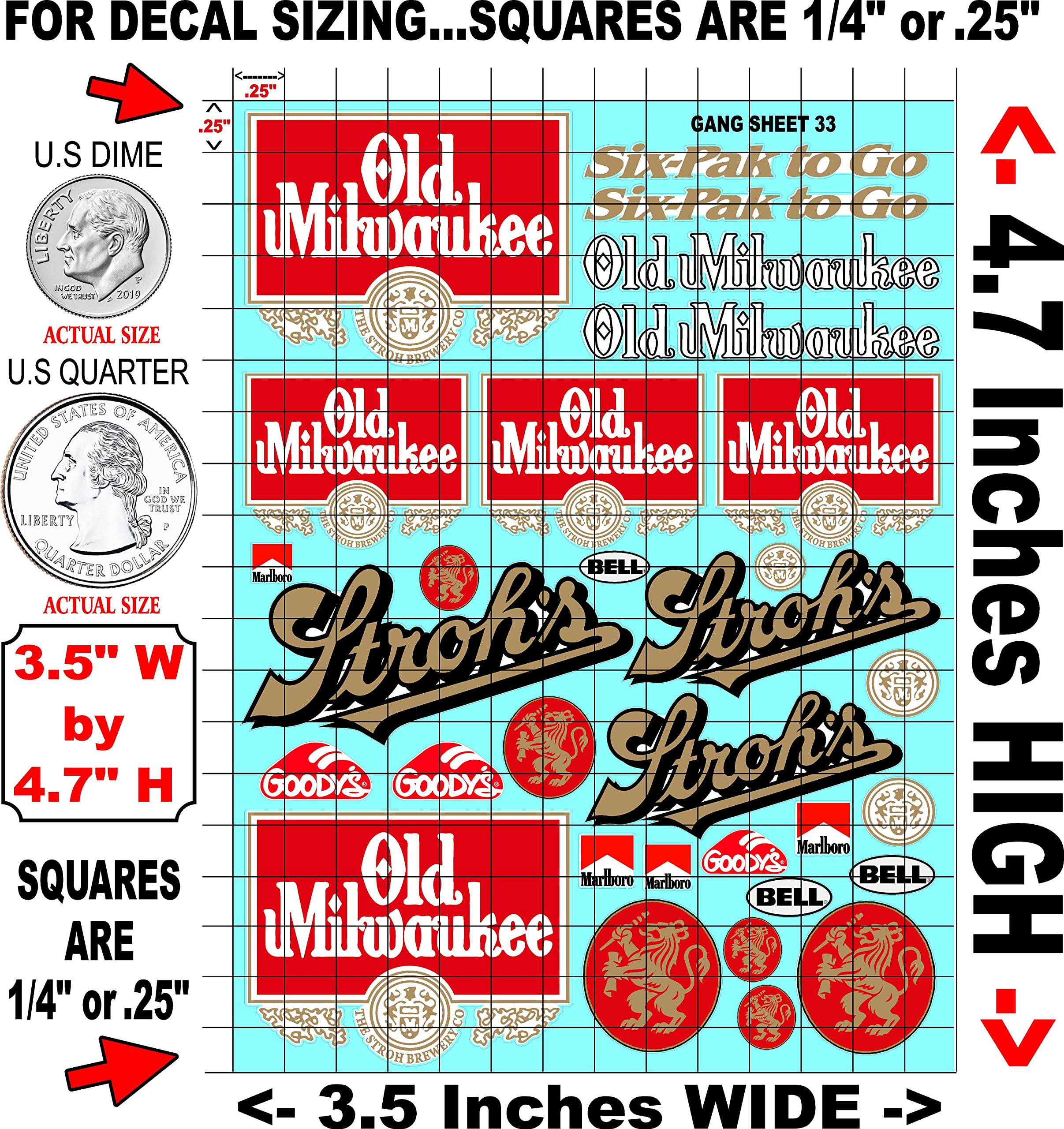 White Vinyl R/C Racing Sponsor Sticker Gang Sheet 33-1/24-1/16th Scale Model Decal Sticker Sheet Radio Control Lexan Body - Decorate Your R/c Cars, Boats, Trucks Scale Model - Peel & Stick
