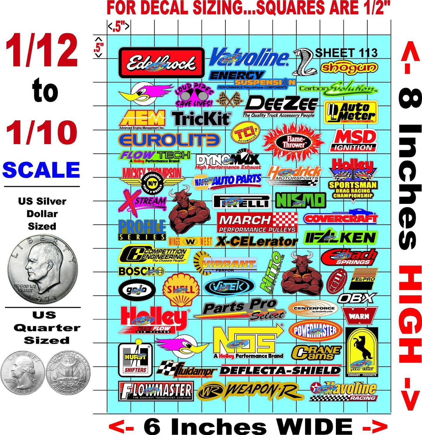 Clear Matte Vinyl Sticker Variety Sheet 113 Variety - 1/12 to 1/10th Scale R/C Model Decal Sticker Sheet Radio Control Lexan Body