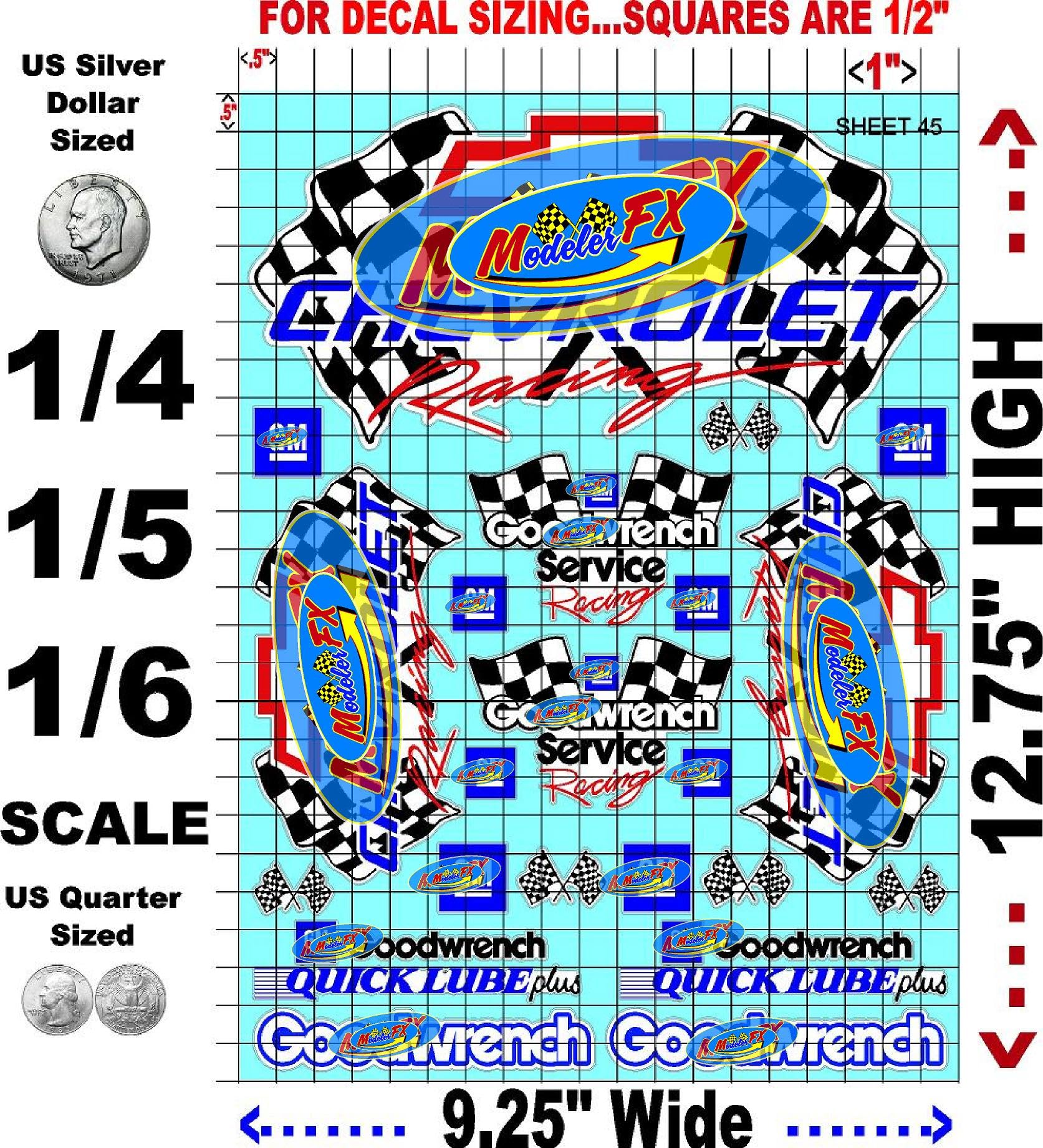 White Vinyl R/C Racing Sponsor Sticker Gang Sheet 45-1/4-1/5 � 1/6th Scale Model Decal Sticker Sheet Radio Control Lexan Body � Die-Cut to Shape - Peel & Stick � Water Slide - Cars - Oldies