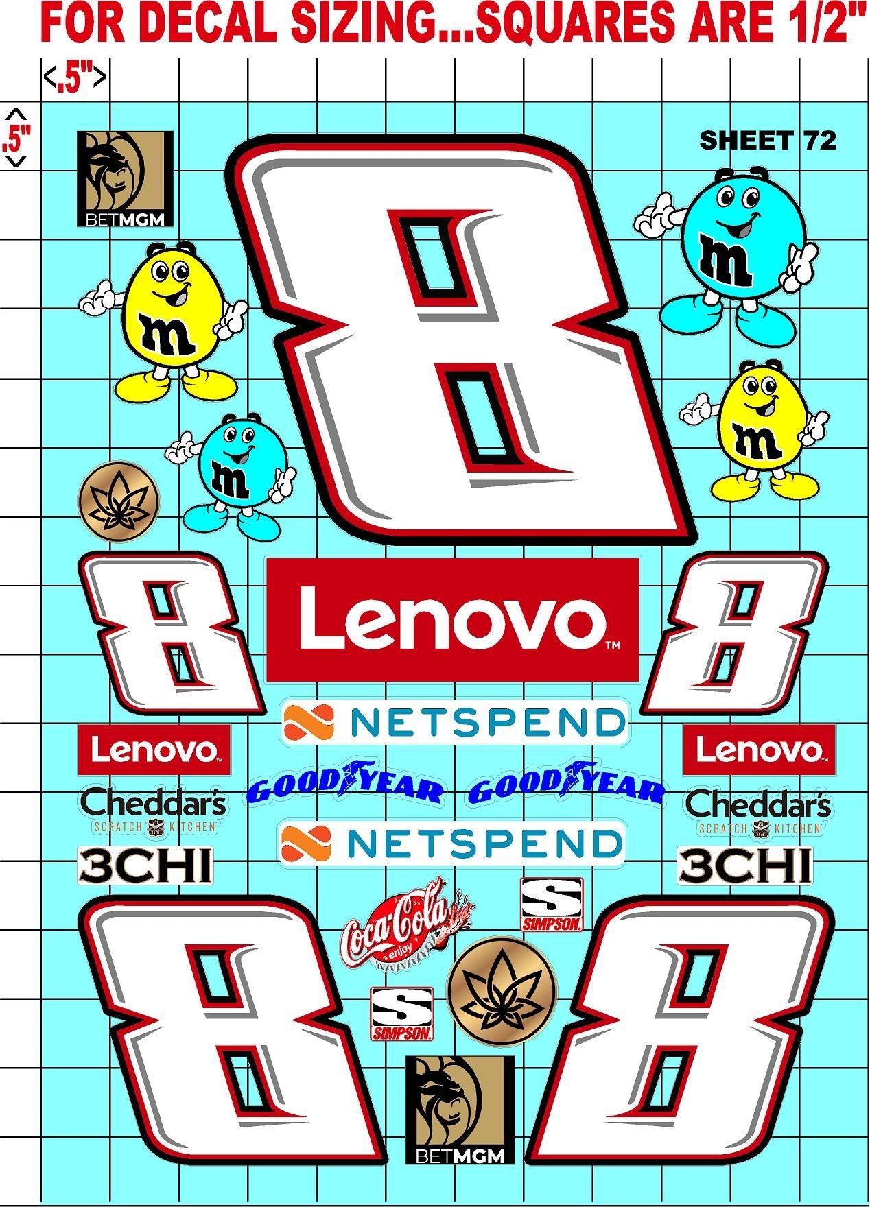 Racing Sponsor Sticker Gang Sheet 72-1/16-1/12-1/10th Scale White Vinyl R/C Model Decal Sticker Sheet Radio Control Lexan Body - Decorate Your R/c Cars, Boats, Trucks Other Scale Model Kit