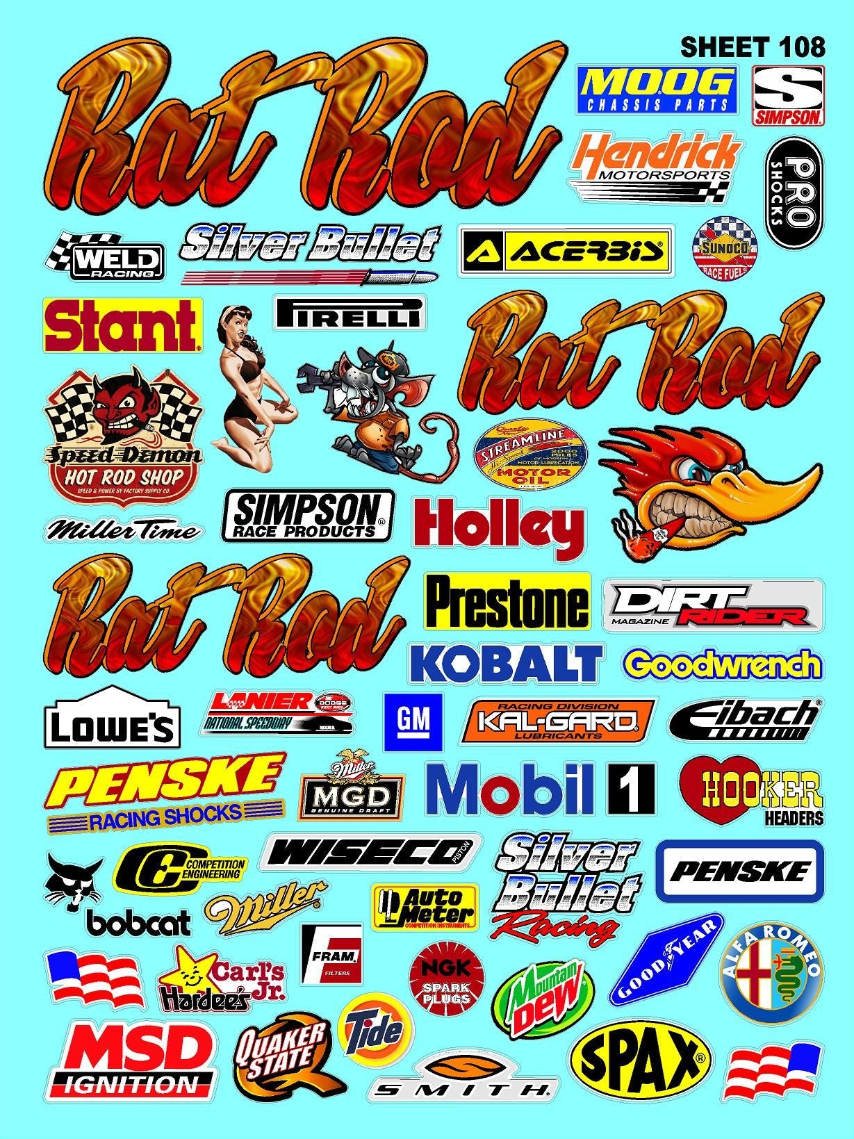 Clear Matte Finish Vinyl Sheet 108 R/C Stockcar Vinyl R/C Racing Sponsor Sticker Small-1/24-1/16th Scale Model Decal Sticker Radio Control Lexan Body-Graphics for R/c Cars, Boats, Trucks Scale Model–Die-Cut