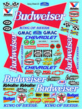 White Vinyl Gloss Budweiser Sheet 23 Stockcar Vinyl R/C Racing Sponsor Sticker Small-1/24-1/16th Scale Model Decal Sticker Radio Control Lexan Body-Graphics for R/c Cars, Boats, Trucks Scale Model–Die-Cut