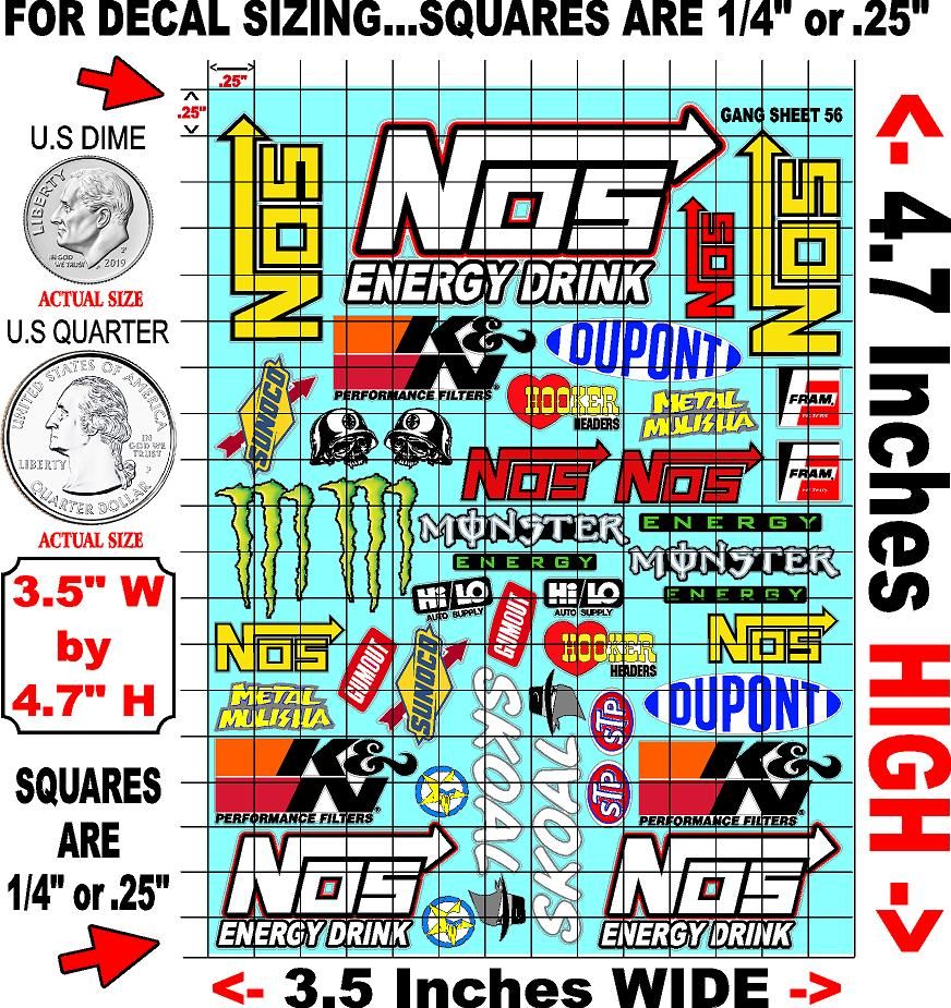 White Vinyl Gloss NOS Sheet 56 Stockcar Vinyl R/C Racing Sponsor Sticker Small-1/24-1/16th Scale Model Decal Sticker Radio Control Lexan Body-Graphics for R/c Cars, Boats, Trucks Scale Model–Die-Cut