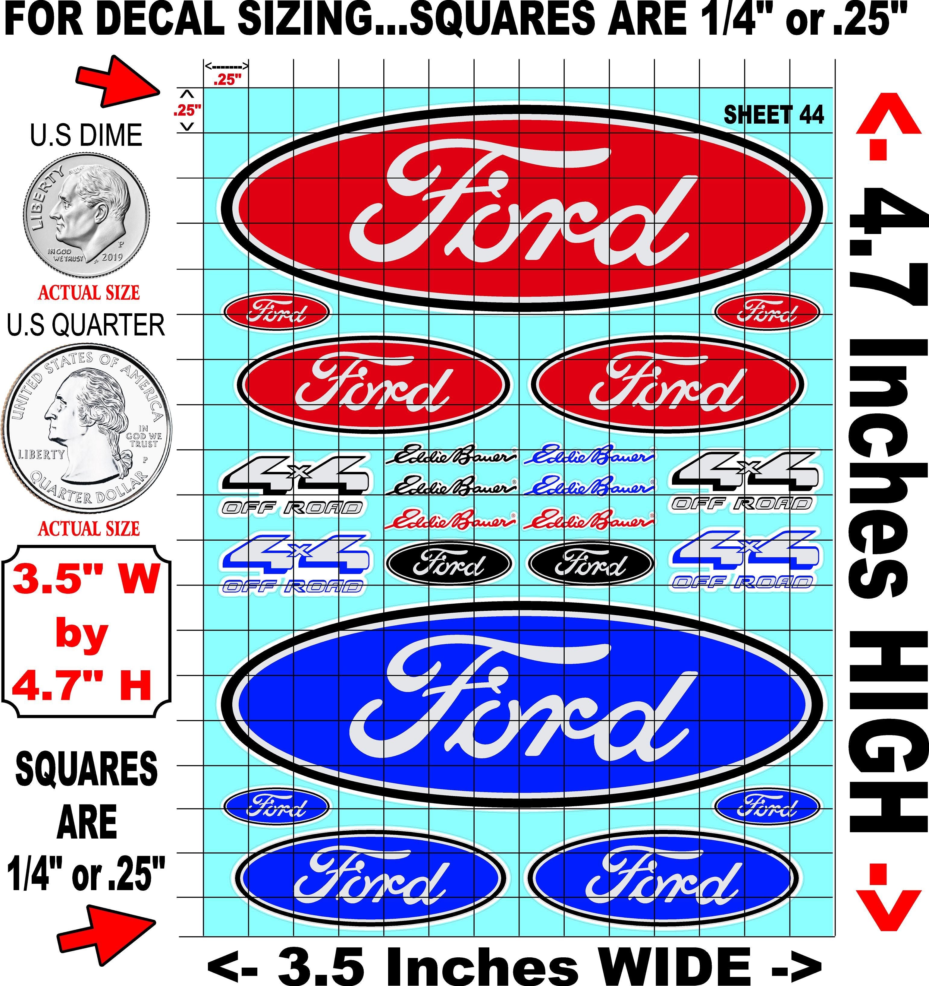 White Vinyl Gloss Ford Sheet 44 Stockcar Vinyl R/C Racing Sponsor Sticker Small-1/24-1/16th Scale Model Decal Sticker Radio Control Lexan Body-Graphics for R/c Cars, Boats, Trucks Scale Model–Die-Cut