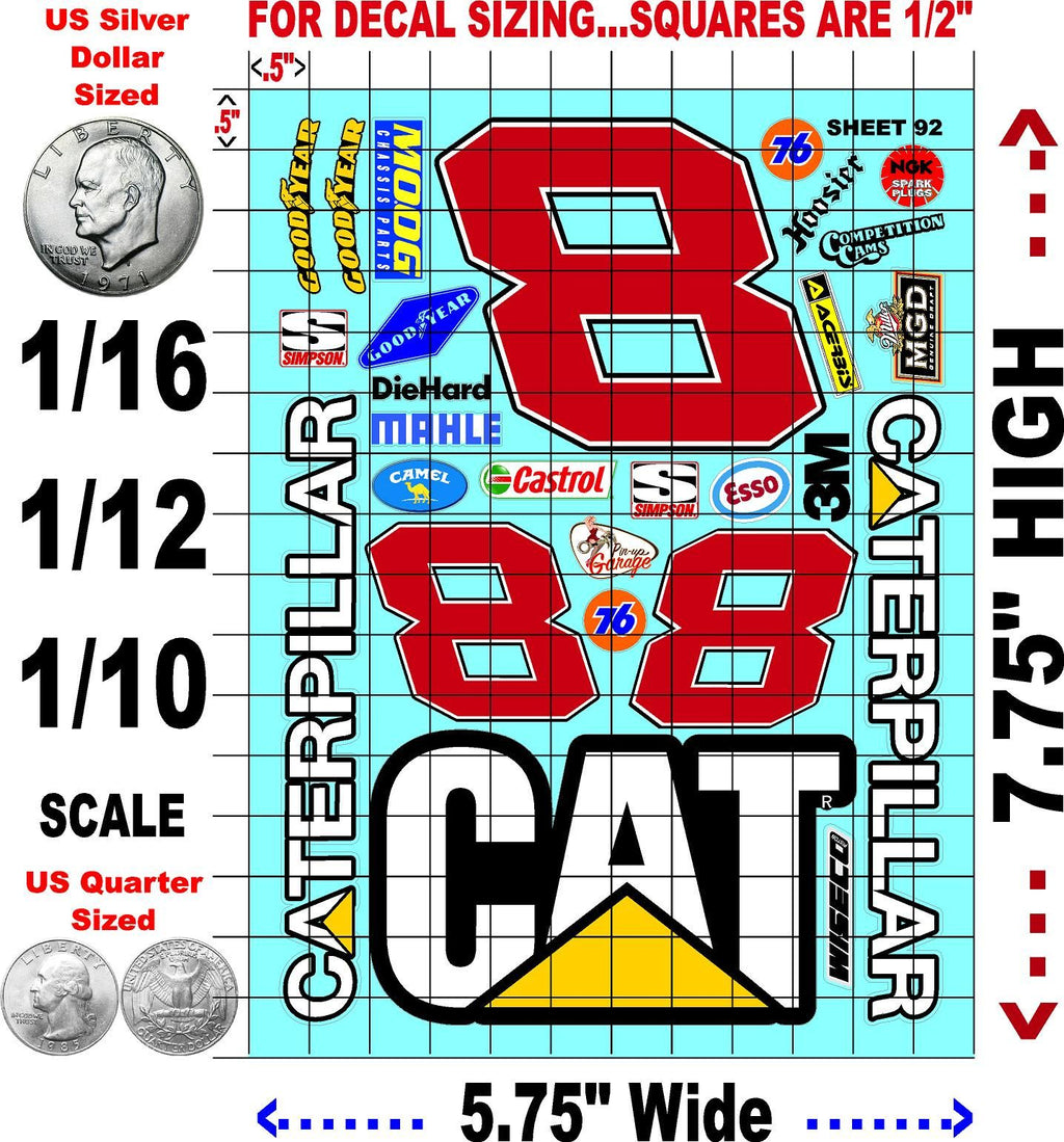 Racing Sponsor Sticker Gang Sheet 92-1/16-1/12-1/10th Scale White Vinyl R/C Model Decal Sticker Sheet Radio Control Lexan Body - Decorate Your R/c Cars, Boats, Trucks Other Scale Model Kit