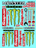 White Vinyl Gloss Monster & Snap On Mix Sheet 49 Stockcar Vinyl R/C Racing Sponsor Sticker Small-1/24-1/16th Scale Model Decal Sticker Radio Control Lexan Body-Graphics for R/c Cars, Boats, Trucks Scale Model–Die-Cut