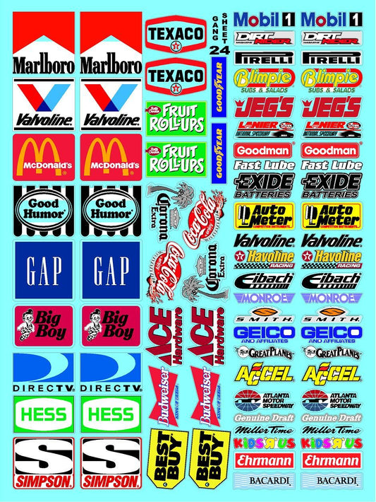 Clear Matte Finish Vinyl Sheet 24 R/C Stockcar Vinyl R/C Racing Sponsor Sticker Small-1/24-1/16th Scale Model Decal Sticker Radio Control Lexan Body-Graphics for R/c Cars, Boats, Trucks Scale Model–Die-Cut