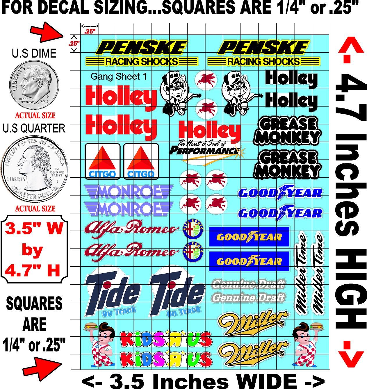 White Vinyl Gloss Holley Sheet 1A Vinyl R/C Racing Sponsor Sticker Small-1/24-1/16th Scale Model Decal Sticker Radio Control Lexan Body-Graphics for R/c Cars, Boats, Trucks Scale Model–Die-Cut