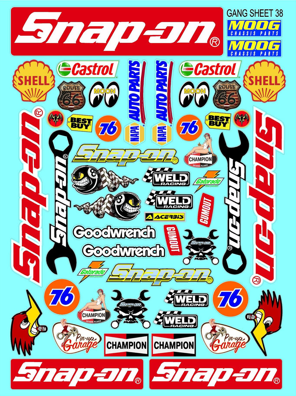 White Vinyl Gloss Snap On Sheet 38 Stockcar Vinyl R/C Racing Sponsor Sticker Small-1/24-1/16th Scale Model Decal Sticker Radio Control Lexan Body-Graphics for R/c Cars, Boats, Trucks Scale Model–Die-Cut